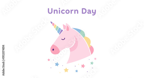 Pink Unicorn Head with Rainbow Mane.