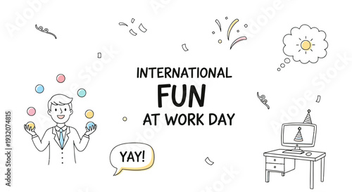 Man Enjoying Fun at Work Day.