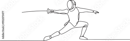One continuous line drawing of Fencing sports vector illustration. Fencing sports design in simple linear continuous style vector concept. one line Icon drawing
