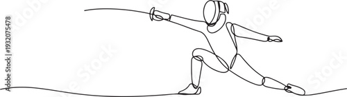 One continuous line drawing of Fencing sports vector illustration. Fencing sports design in simple linear continuous style vector concept. one line Icon drawing