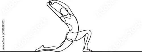 One continuous line vector people stretching. Stretching before exercise is crucial for optimal performance and injury prevention. It increases flexibility. one line Icon drawing