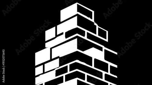 Abstract black and white architectural design resembling a building facade