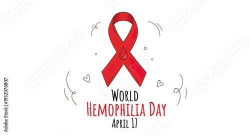 Red Ribbon Symbolizing World Hemophilia Day Awareness 1.