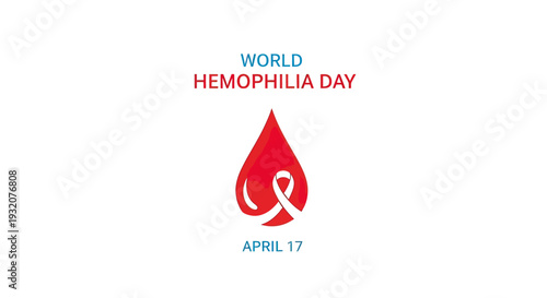 Red Blood Drop with White Ribbon Symbol.