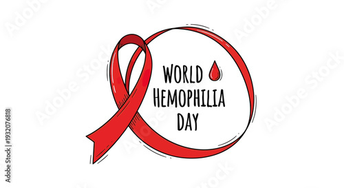 Red Ribbon Symbolizing World Hemophilia Day Awareness.
