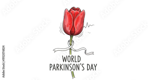 Red Rose Illustration for World Parkinsons Day 1.
