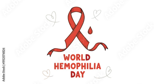 Red Ribbon Symbolizing World Hemophilia Day Awareness 2.