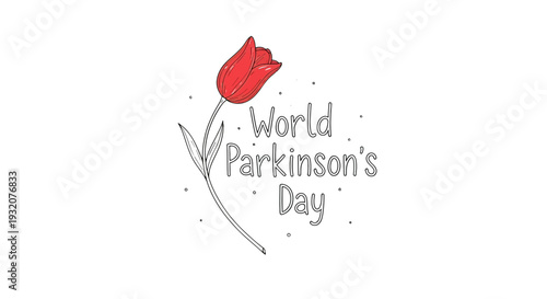 Red Tulip Illustration for Parkinsons Awareness.