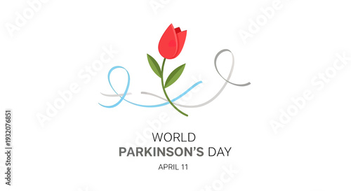 Red Tulip Illustration for World Parkinsons Day.
