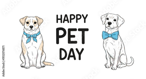 Two White Dogs Wearing Blue Bow Ties.