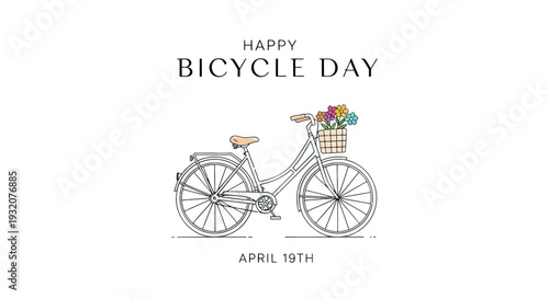 Vintage Bicycle with Flowers in Basket.