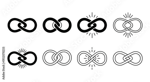 collection of eight interlocking infinity symbols symbolizing eternal love relationship and connection ideal for wedding and couple designs