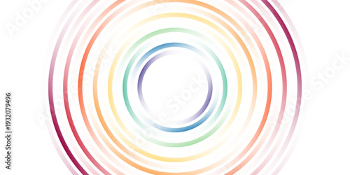 Abstract background with bright rainbow colorful lines. Colored circles with place for your text  on a white background.