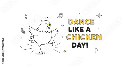 Cartoon Chicken Dancing with Musical Notes 3.