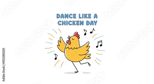 Cartoon Chicken Dancing with Musical Notes 2.