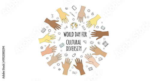 Diverse Hands United for Cultural Diversity.