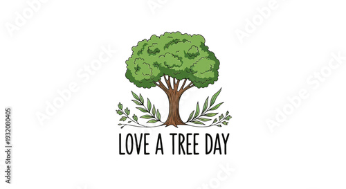 Illustration of a Green Tree with Leaves.