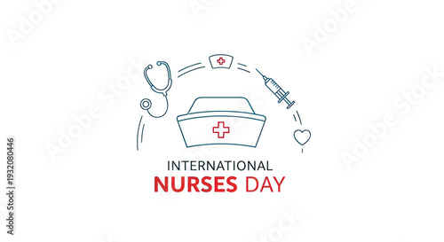 International Nurses Day Medical Icons Illustration.