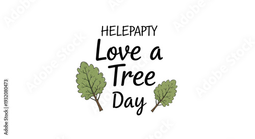Love a Tree Day Typography with Leaves.