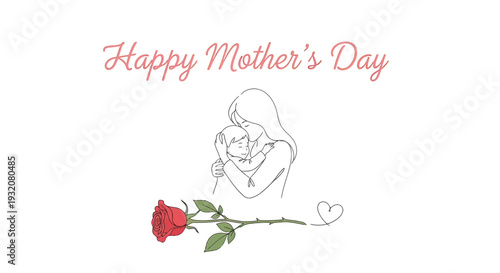 Mother and Child Embracing with Rose.