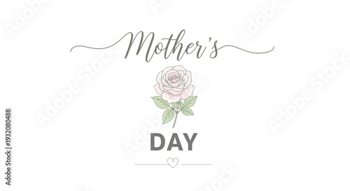 Mothers Day Greeting Card with Rose.