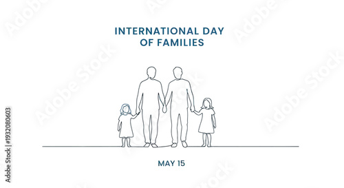 Simple Line Drawing of Family Group.