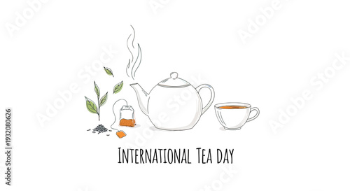 Teapot and Tea Cup Illustration Design.