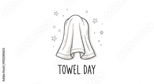 Towel Day Illustration with Stars and Towel.