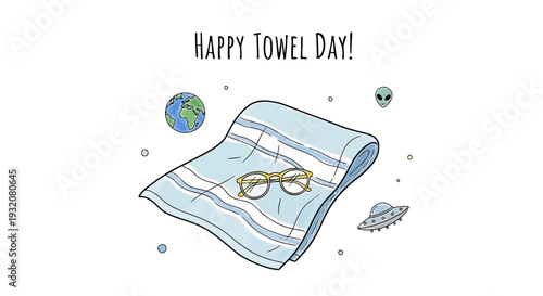 Towel with Glasses Floating in Space.