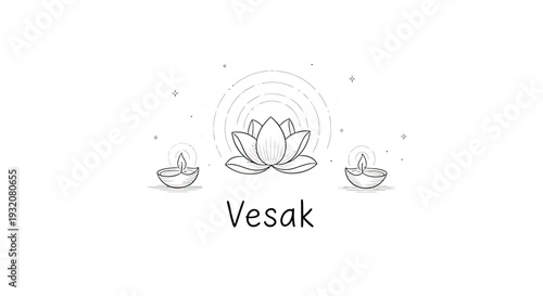 Vesak Day Lotus Flower Illustration Design.