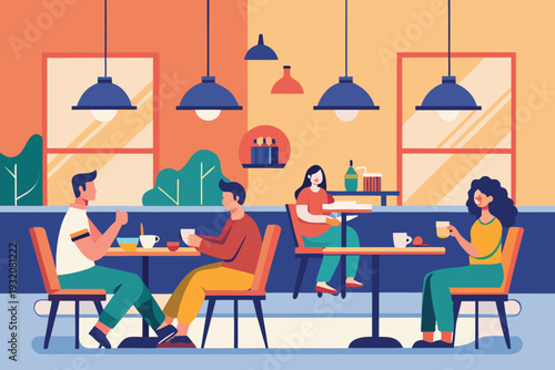 Friends enjoying coffee and conversation at a cozy cafe