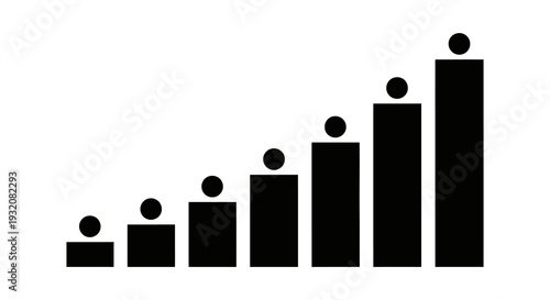 Abstract representation of people with varying heights depicted as black bars