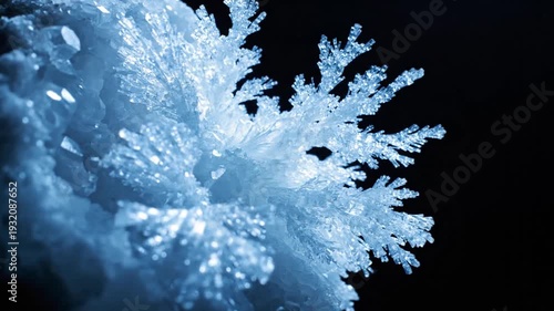 Close-up of a beautiful blue crystal formation on a black background.
