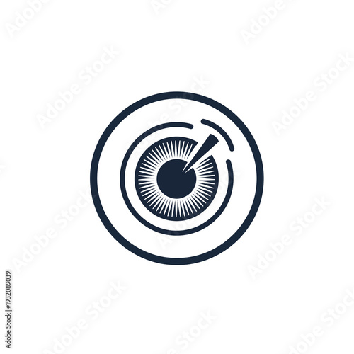 Minimalist biometric iris scan technology icon for advanced security and identity verification solutions