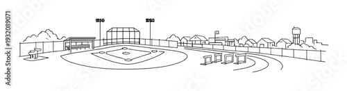 Baseball field and track facilities in suburban park