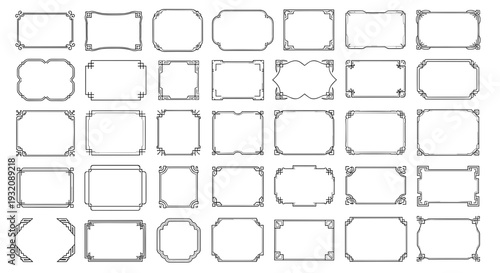 Set of various vintage rectangular frames with ornate decorative borders