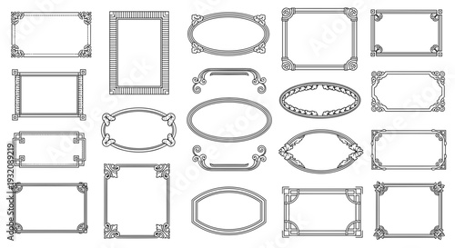 Collection of various empty ornate and decorative picture frames