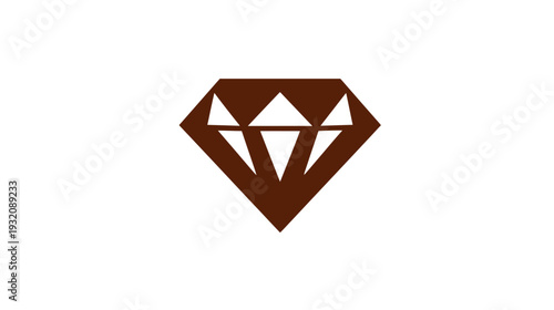 A geometric diamond in brown, with a simple, symmetrical design, set against a white background
