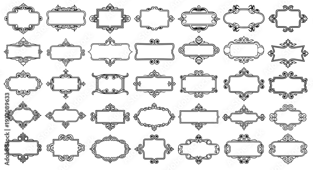 Fototapeta premium Collection of vintage ornate decorative frames and labels