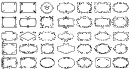 Collection of vintage ornate decorative frames and borders design