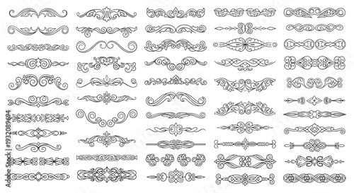 Collection of decorative vintage flourishes and ornate embellishments