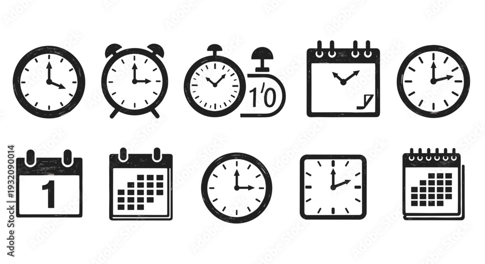 Fototapeta premium Collection of various clocks and timers in different styles and sizes