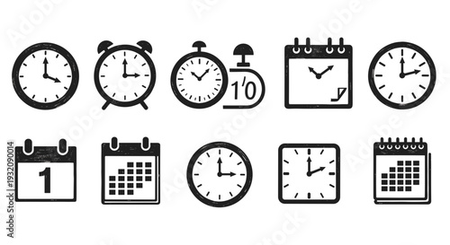 Collection of various clocks and timers in different styles and sizes