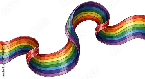 Colorful rainbow ribbon curling and twisting