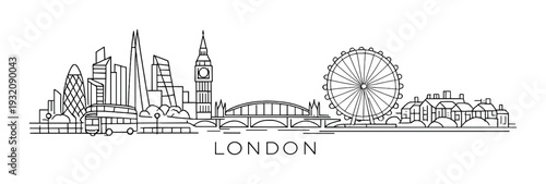 London skyline featuring ferris wheel big ben and river bridge