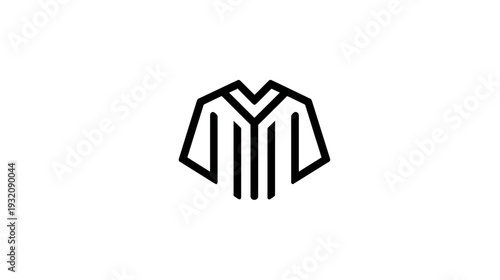 A minimalist, geometric outline of a shirt or jersey on a white backdrop