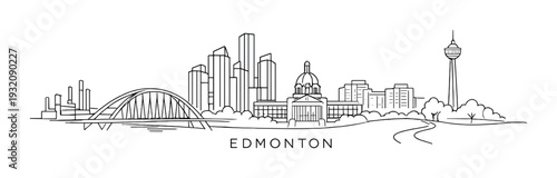 Edmonton skyline with river bridge and legislature dome