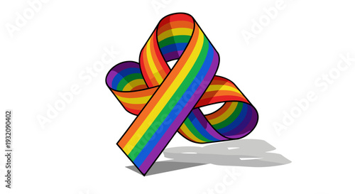 Colorful rainbow ribbon symbolizing pride awareness and support