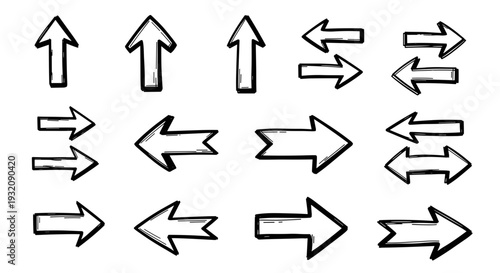 Collection of various black and white arrow icons pointing in different directions