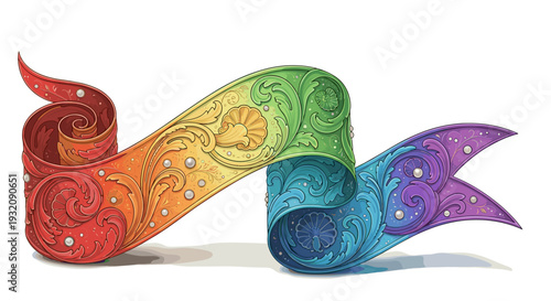 Colorful abstract swirl design with vibrant rainbow hues and patterns